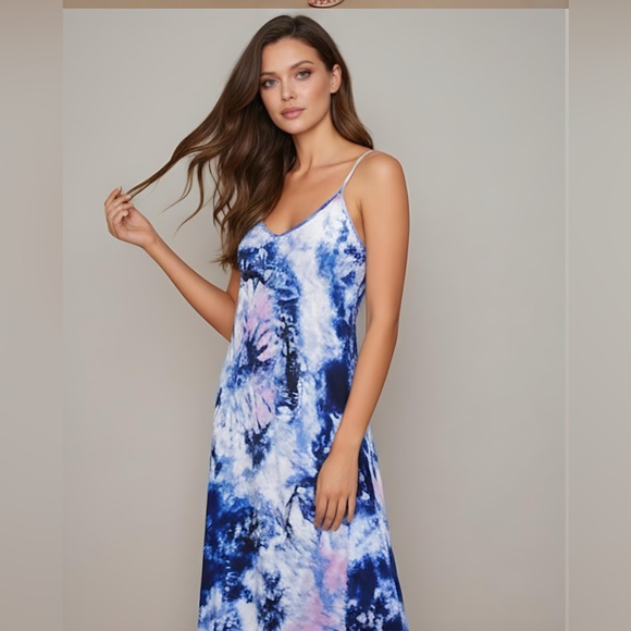 Blue Boho Tie Dye Cami Dress - Picture 4 of 7